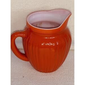 Vintage 1940’s Hazel Atlas Moderntone Platonite Orange Cream Pitcher